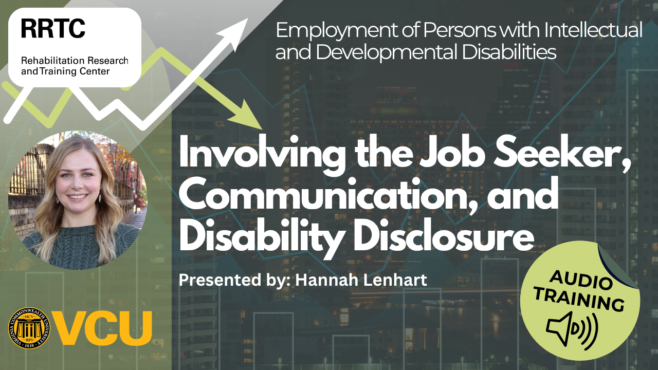 Thumbnail image of a presentation slide for the
                              microlearning titled Involving the Job Seeker, Communication, and Disability Disclosure