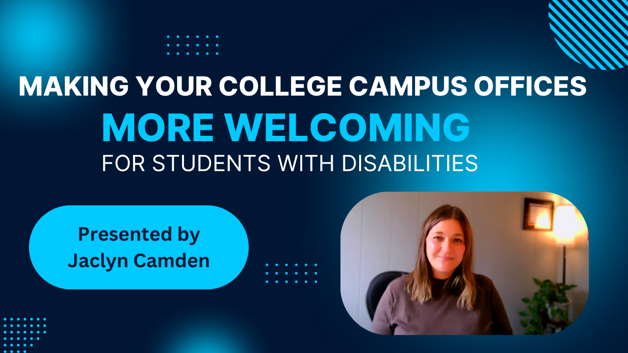 Thumbnail image of a presentation slide for the
                              microlearning titled Making Your College Campus Offices More Welcoming for Students with Disabilities
